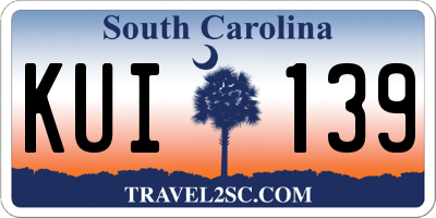 SC license plate KUI139