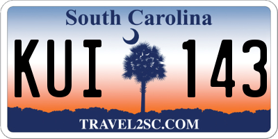 SC license plate KUI143