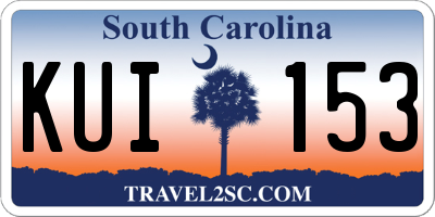 SC license plate KUI153