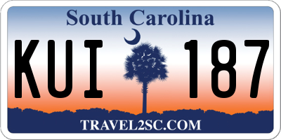 SC license plate KUI187