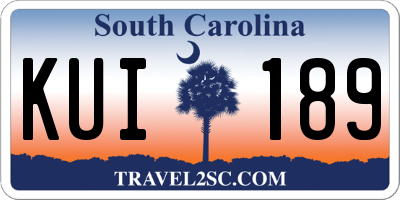 SC license plate KUI189