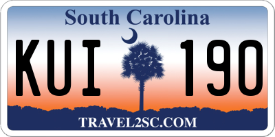SC license plate KUI190