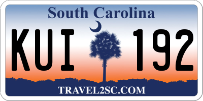 SC license plate KUI192