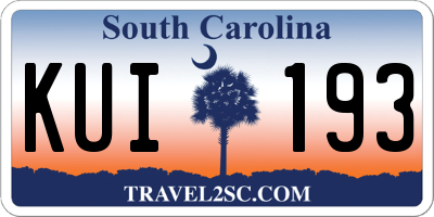 SC license plate KUI193