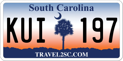 SC license plate KUI197
