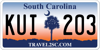SC license plate KUI203