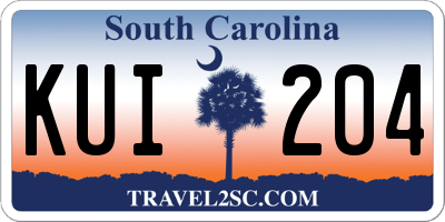 SC license plate KUI204