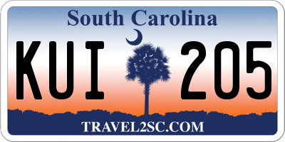SC license plate KUI205