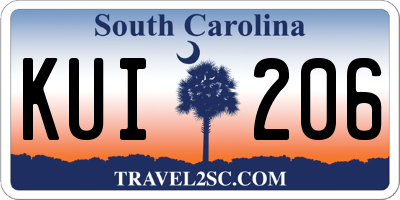 SC license plate KUI206