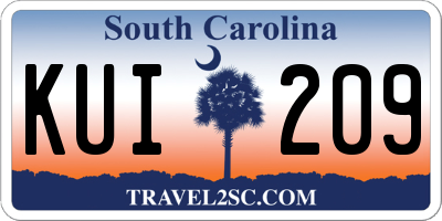 SC license plate KUI209