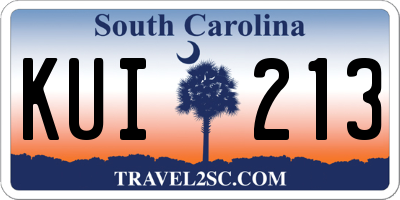 SC license plate KUI213