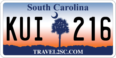 SC license plate KUI216