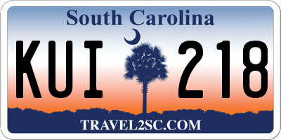 SC license plate KUI218