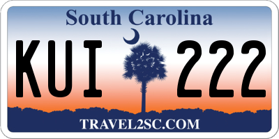 SC license plate KUI222