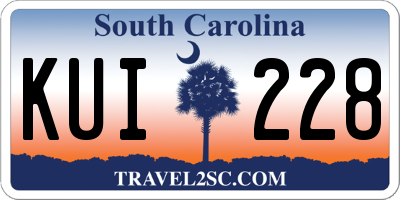 SC license plate KUI228