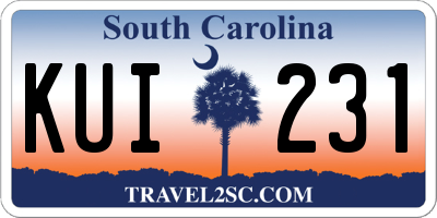 SC license plate KUI231