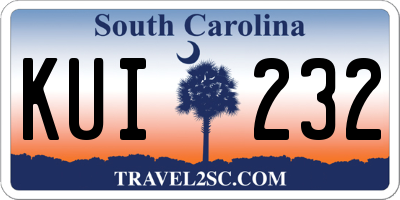SC license plate KUI232