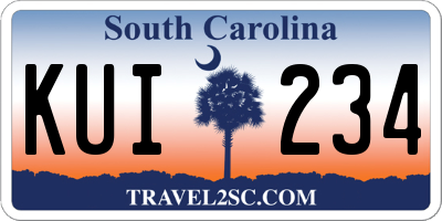 SC license plate KUI234