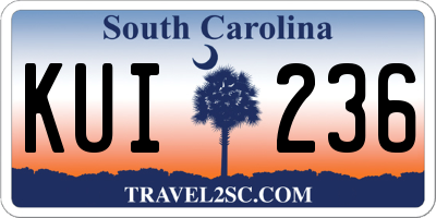 SC license plate KUI236