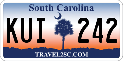SC license plate KUI242