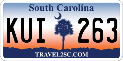 SC license plate KUI263