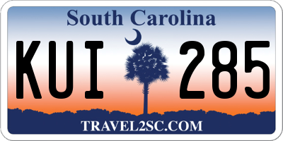 SC license plate KUI285