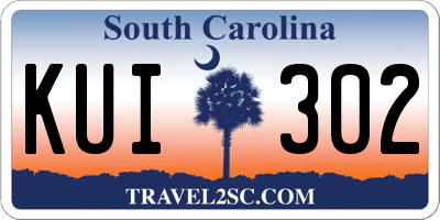 SC license plate KUI302