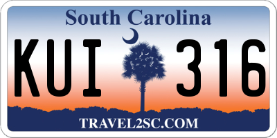 SC license plate KUI316
