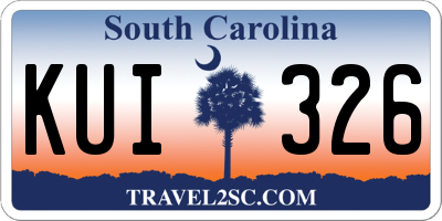 SC license plate KUI326