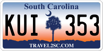 SC license plate KUI353
