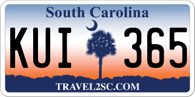 SC license plate KUI365
