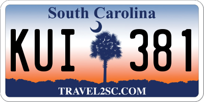 SC license plate KUI381