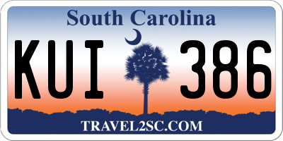 SC license plate KUI386