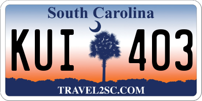 SC license plate KUI403
