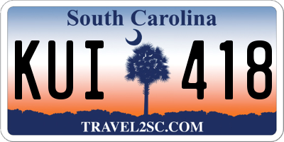 SC license plate KUI418