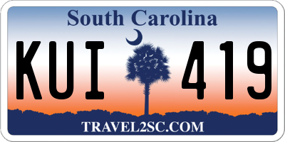 SC license plate KUI419