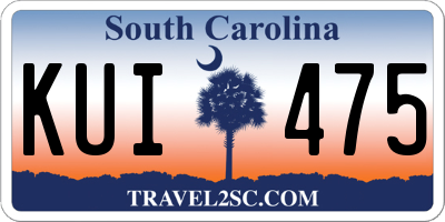 SC license plate KUI475