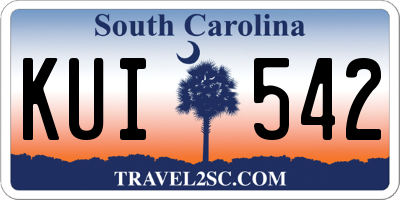 SC license plate KUI542