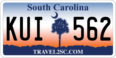 SC license plate KUI562