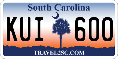 SC license plate KUI600