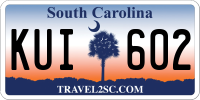 SC license plate KUI602