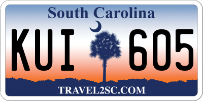 SC license plate KUI605