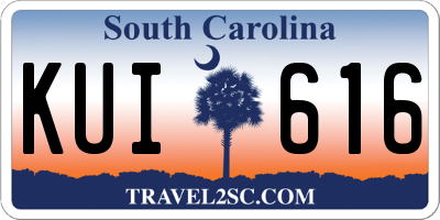 SC license plate KUI616