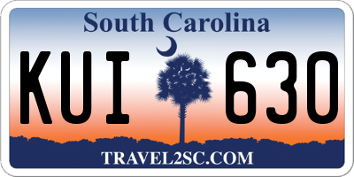 SC license plate KUI630