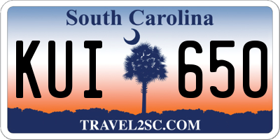 SC license plate KUI650