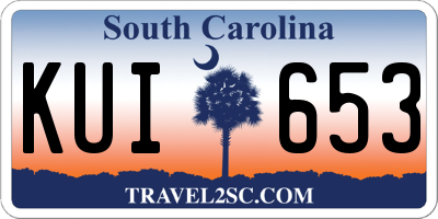 SC license plate KUI653