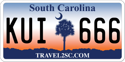 SC license plate KUI666