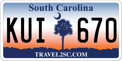 SC license plate KUI670