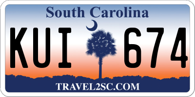 SC license plate KUI674