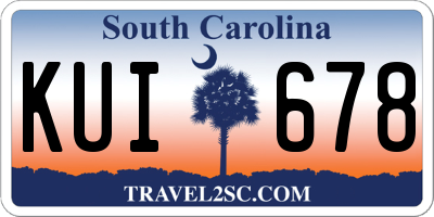 SC license plate KUI678